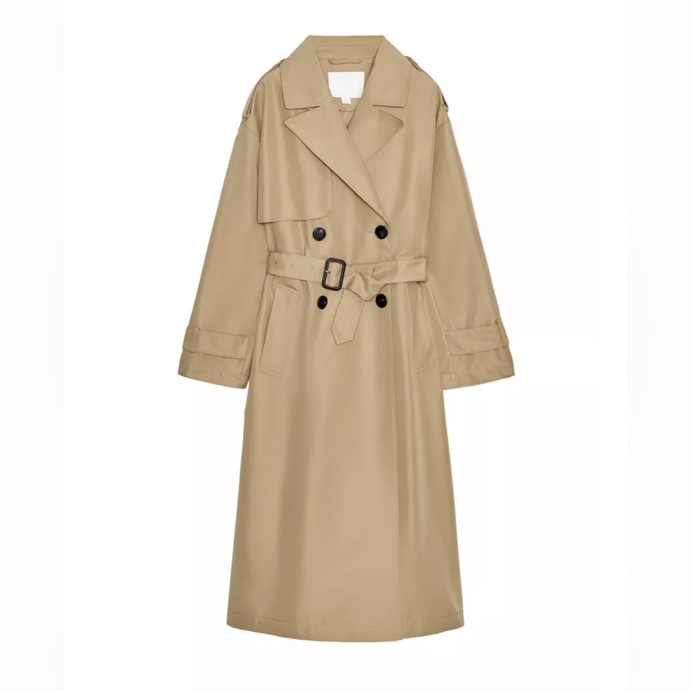 Classic Long Trench Coat in Beige